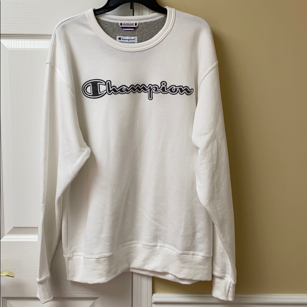 White Champion Crew Neck Sweatshirt
